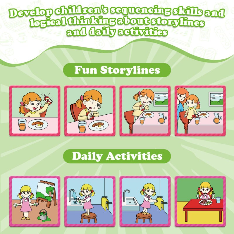Kasfalci Sequencing Cards,Sequence Board Game for Kids,Speech Therapy Materials Toys for Autism,Story Storytelling,Social Skills,Sentence Building,Preschool Learning Activities,Classroom & Homeschool - Image 2